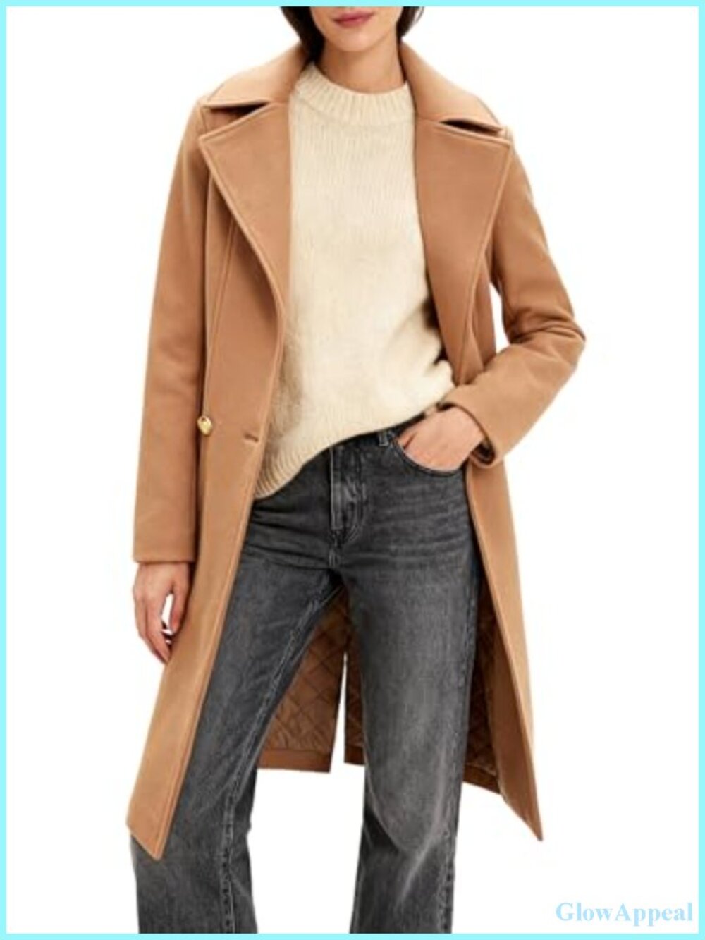 Long Notch Lapel Double-Breasted Peacoat Overcoat Slim Fit